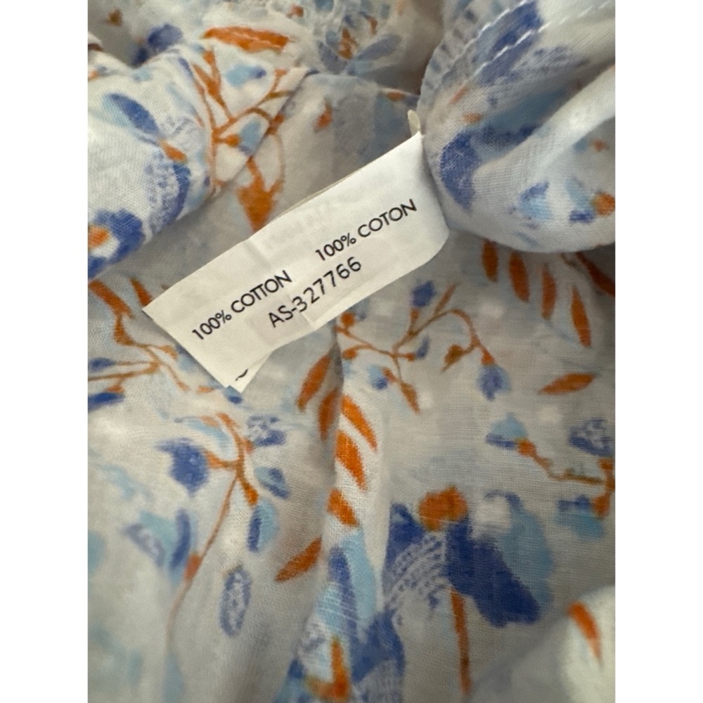 Poupette St Barth Aria Floral Tiered Puff Sleeve Dress in Blue and White Size XS - Picture 6 of 9